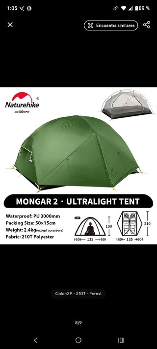 Tienda MONGAR 2 ultraligera 2 Personas