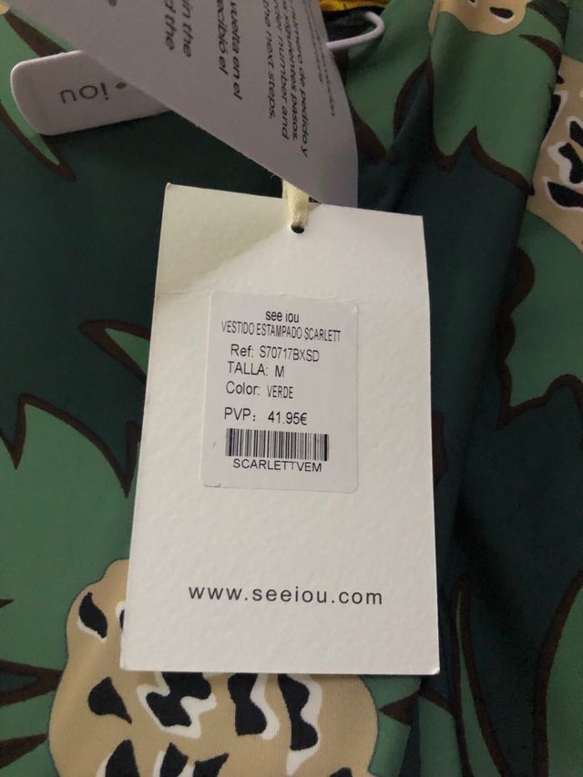 Vestido verde estampado - Talla M