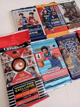 Lote 7 sobres NBA Prizm , Hoops , Illusions ..