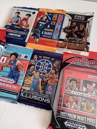 Lote 7 sobres NBA Prizm , Hoops , Illusions ..