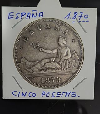 Moneda 5 Pesetas España 1870