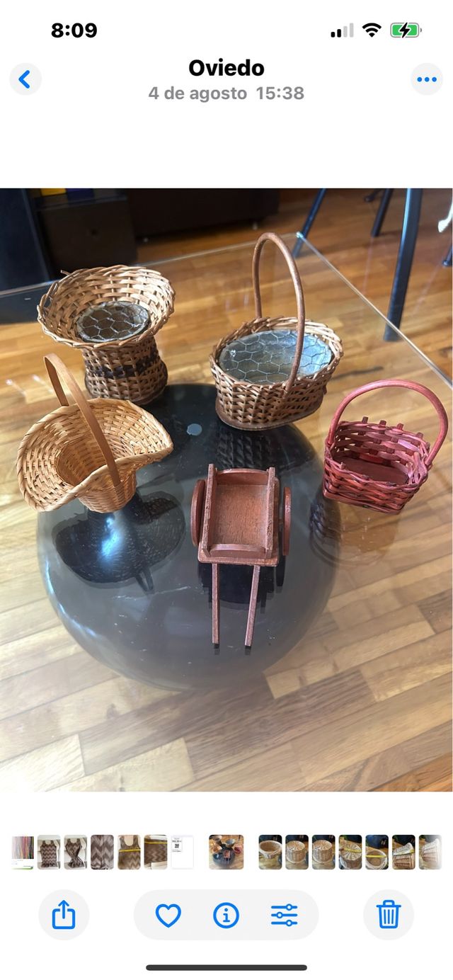 Cestas mimbre + carro madera