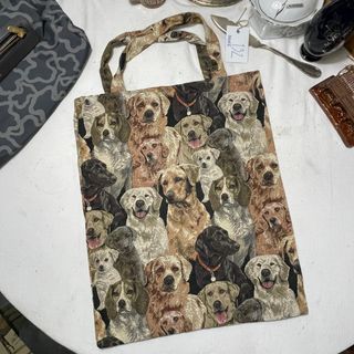 Bolsa perros beige-marrón. Artesanal 