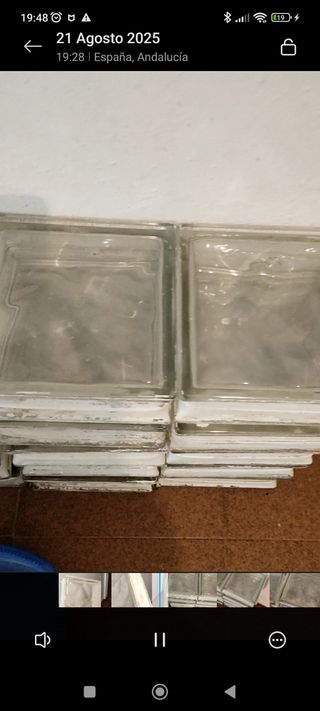 Quince bloques de vidrio 19x19x8cm - Transparentes