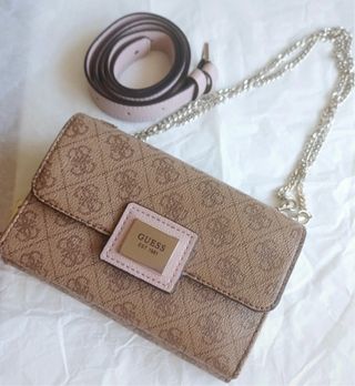 Bolso bandolera Guess marrón-rosa