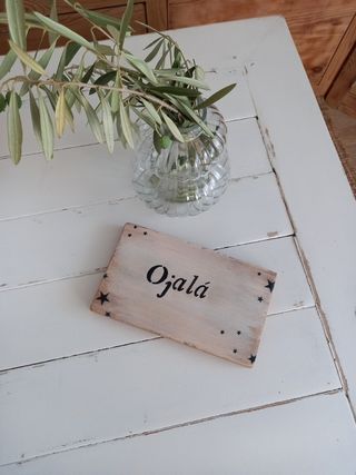 Cartel decorativo madera hecho a mano 21x12,5
