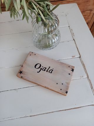 Cartel decorativo madera hecho a mano 21x12,5
