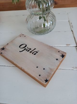 Cartel decorativo madera hecho a mano 21x12,5
