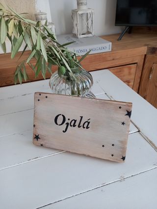 Cartel decorativo madera hecho a mano 21x12,5

