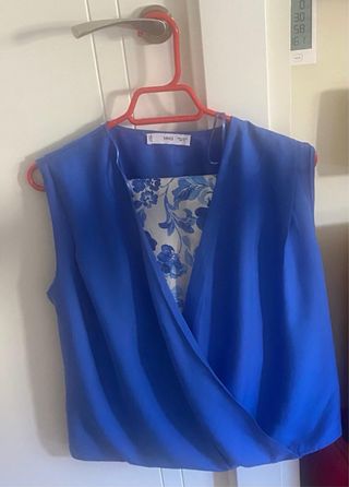 Blusa Mango azul - Escote cruzado
