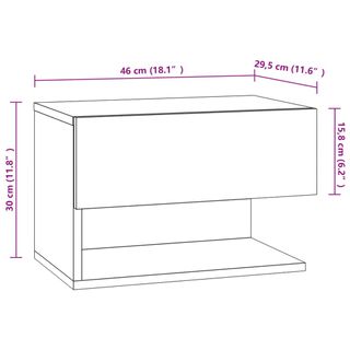 vidaXL Mesitas de noche de pared 2 unidades negras