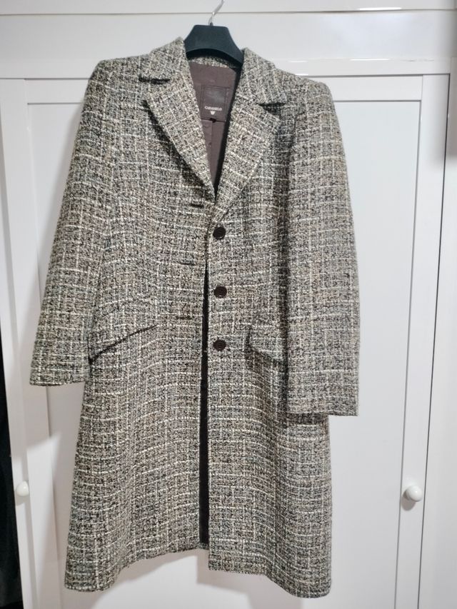 Abrigo Caramelo mujer - Gris y Blanco