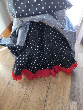 Traje Flamenca lunares blanco-negro