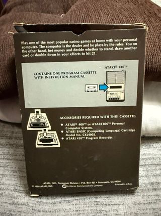 videojuego Atari Blackjack - 400/800 