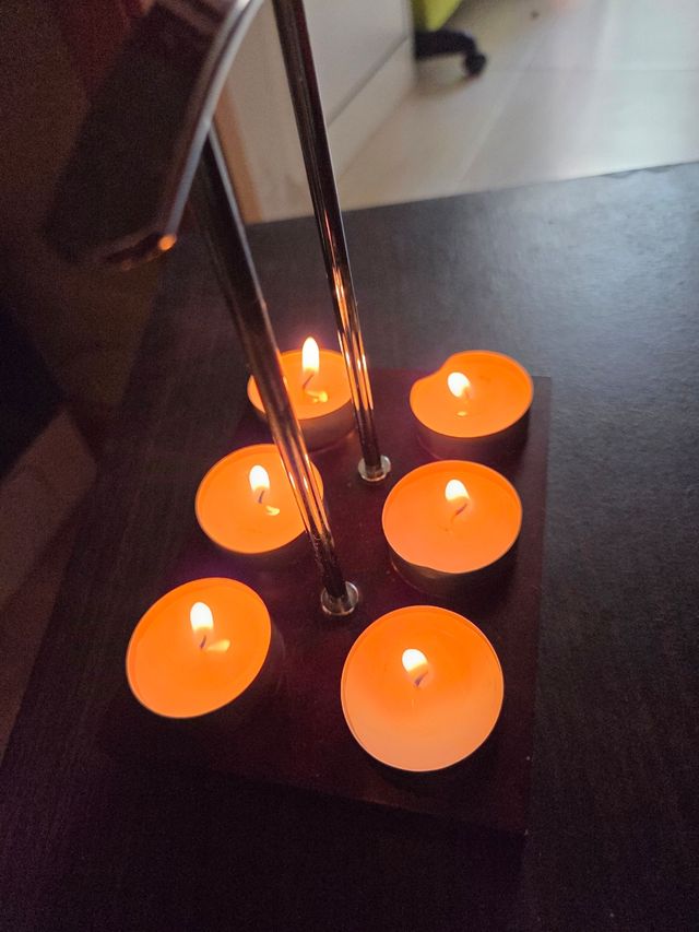 Portavelas madera metal vintage