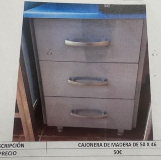 Cajonera madera 50x46 - 3 cajones