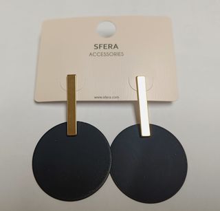 Pendientes Sfera negros y dorados