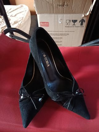 Tacones negros Al Roma - Ante y charol