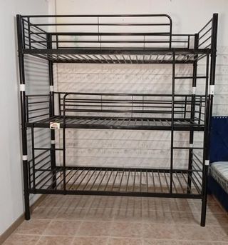 Litera triple metálica negra 90x190