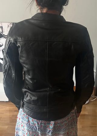 Cazadora cuero moto mujer, talla XS 