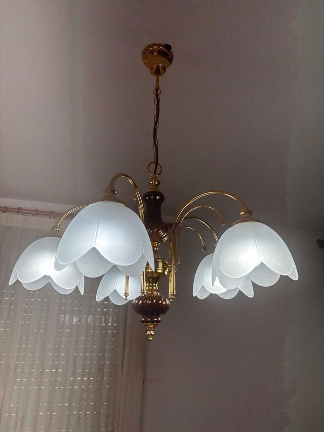 Lampara 3 y 5 luces - Madera y metal