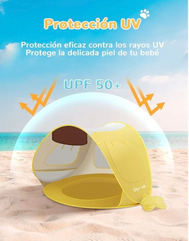 Tienda playa bebé protección UV UPF 50+