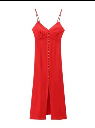 Vestido rojo largo - lino