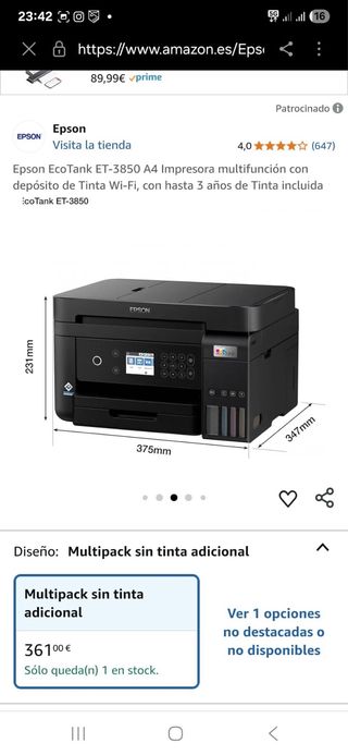 Impresora Epson EcoTank ET-3850