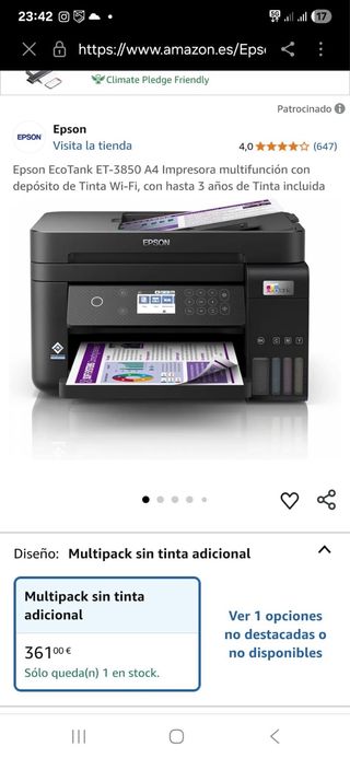 Impresora Epson EcoTank ET-3850