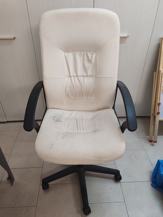 Sedia ufficio beige in pelle sintetica