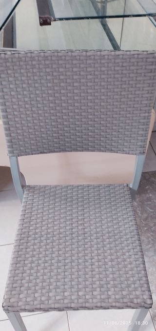 Mesa exterior cristL terraza jardín + 4 sillas 