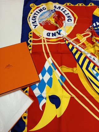 Pañuelo RICHEL seda rojo-azul