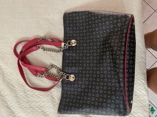Borsa Pollini - Tracolla Marrone/Rossa