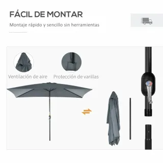 Sombrilla Exterior Gris 2x3m - Jardín
