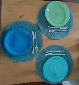 Set 3 Sottopiatti Intrecciati - Azzurro & Verde