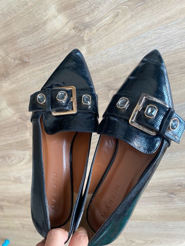 Zapatos negros hebilla - Piel brillante