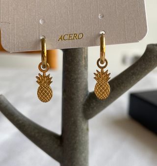 Pendientes aro piña ACERO - dorados