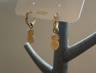 Pendientes aro piña ACERO - dorados