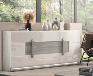 Precioso Aparador blanco brillo LED - 