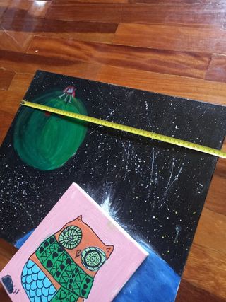 2 Pinturas en lienzo: espacio y búho
