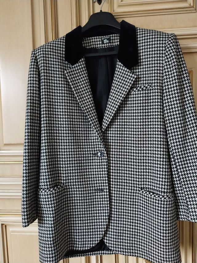 Giubbotto vintage bianco e nero