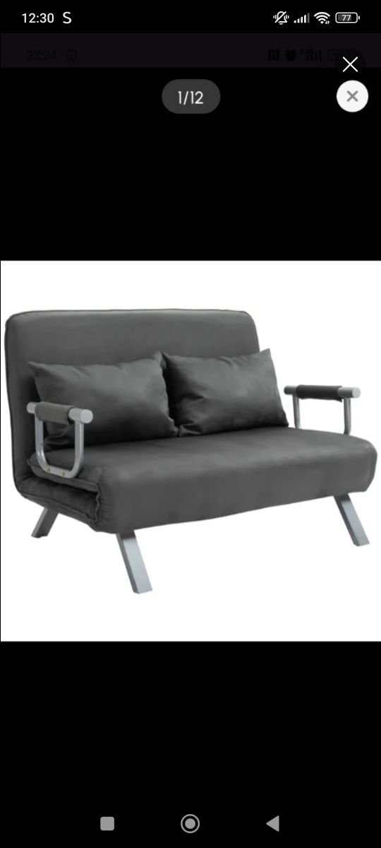 Sofá cama gris - 2 plazas