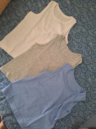 3 Canotte Bambino - Bianco, Grigio, Azzurro