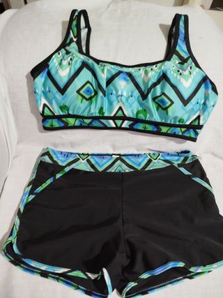 Bikini 2 piezas azul y negro