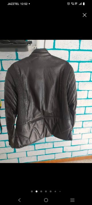 Chaqueta cuero moto negra XL
