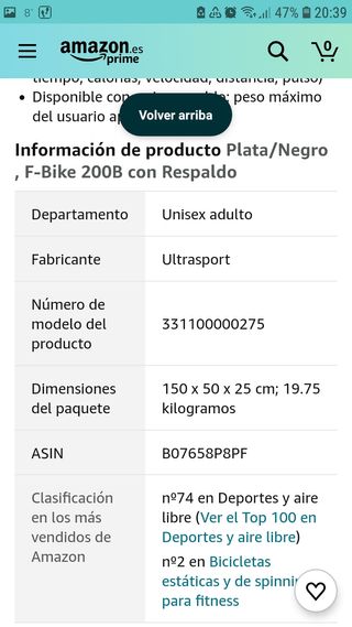 Bicicleta estática Ultrasport FBike 200B
