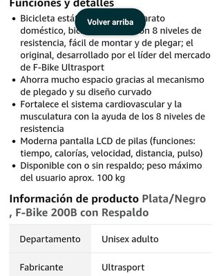 Bicicleta estática Ultrasport FBike 200B