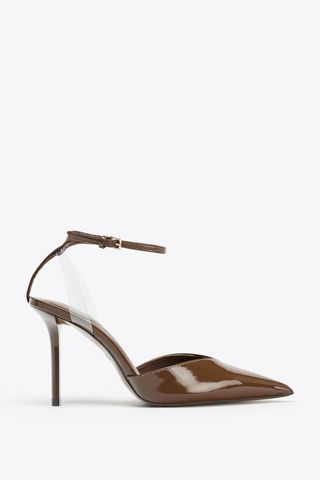 Salones ZARA marrón chocolate- Tacón alto 