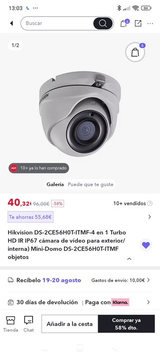 Cámara CCTV Hikvision 5MP