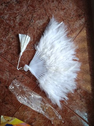 Abanico plumas blanco boda